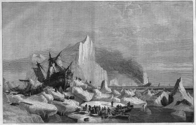 Norwegian Ice-caught Vessels on Spitzberg Coast in the Arctic Ocean