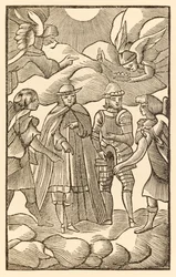 Now, now look how the holy Pilgrims ride, Clouds are their Chariots, Angels are their Guide from The Pilgrims Progress From This World, To That Which Is To Come by John Bunyan (1628-1688) Christian and