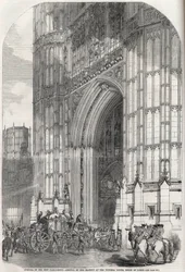 Opening of the New Parliament - Arrival of Her Majesty at the Victoria Tower, House of Lords 1852.
