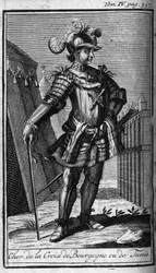 Orders of Chivalry. Knight of the cross of Burgundy or Tunis. In History of military orders or knights, of the secure and routine militias of both sexes, which have been established so far. Edition taken from Abbe Giustiniani, R.P.Bonani, M. Herman, Sch