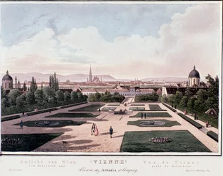 Overview of Vienna from Belvedere, Austria. Engraving from 1830