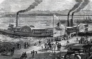 Paddle steamers at the Levee