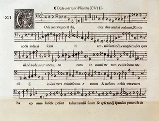 Page of musical score of Coeli enarrant psalm XVIII by Willaert (1538)