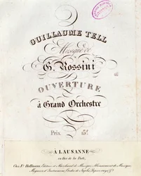 Page of musical score of the overture of William Tell, opera by Gioacchino Rossini