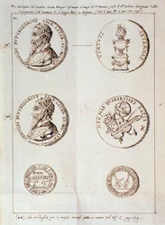 Page with Portraits from Il Melone, Discorso Armonico