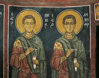 Paintings of St. Cosmas with St. Damian, Panagia Ties Asinou Church, Nikitart, Cyprus