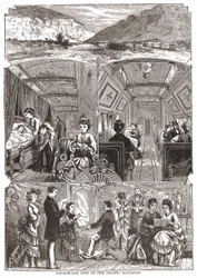 Palace-car life on the Pacific Railroad, engraving, 19th century