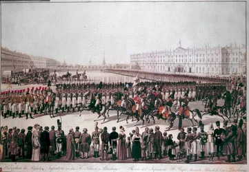 Parade of the Russian Infantry. Prints from the beginning of the 19th century