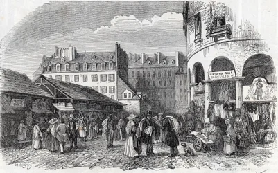 Paris, 3rd arrondissement - La rotunde du Carreau du Temple in Paris in the 19th century - Engraving in Tableau-de-Paris by Edmond Texier