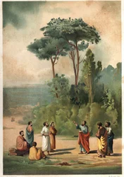 Plato and His Disciples in the Gardens of the Academy. After Hombres y Mujeres Famous. Barcelona 1877