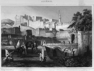 Porte Bab-Azoun in Algiers, a fort occupied by the division of Escars during the conquest of the Agery by France in 1830, in 