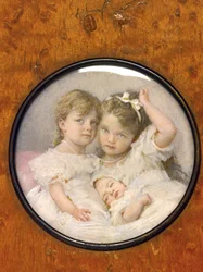 Portrait Miniature of Grand Duchesses Olga, Tatiana, and Maria of Russia, circa 1900
