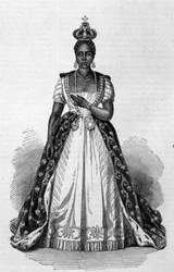 Portrait of Adelina Leveque Soulouque wife of Faustin I, Emperor of Haiti from 1847 to 1859 Engraving from 1856