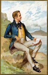 Portrait of Alfonso de Lamartine (1790 - 1869) French poet. 19th century chromolithography