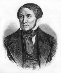 Portrait of Auguste Barbier (1805-1882), French writer. Engraving of 1870