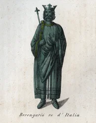 Portrait of Berengar II King of Italy (900-966) - Engraving from 
