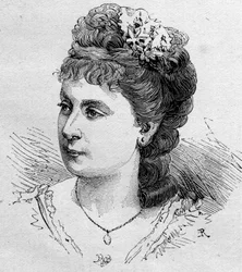 Portrait of Blanche Baretta, French comedian, member of the Comedie Francaise from 1875 to 1901. Engraving in Le Monde Illustré n°1168 of 16 August 1879
