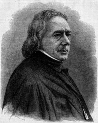 Portrait of Charles Philipon (1800-1862), French cartoonist, lithographer and journalist, founder of satirical newspapers La Caricature and Le Charivari. Engraving in Le Monde Illustré n°251 of 1 February 1862