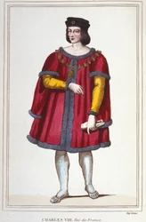 Portrait of Charles VIII (1470 - 1498), King of France (engraving from 1830)
