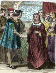 Portrait of Charles VIII and Anne of Brittany (engraving of the 19th century)