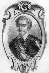 Portrait of Charles de Gontaut, Baron, then Duke of Biron (1562-1602), Marshal of France (engraving of 1866)