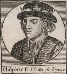 Portrait of Chilperic II (c. 670 - 721), King of Neustria - CHILPERIC II king of the Franks - engraving from Instruction sur l