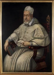 Portrait of Clement VIII (1536 - 1605). Painting of the 16th or 17th century. Museo di Roma. Rome