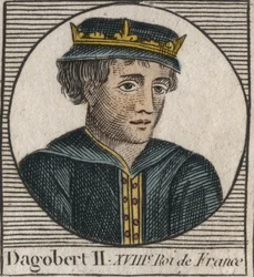 Portrait of Dagobert II, King of the Francs from 711 to 716 - engraving from 