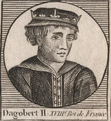 Portrait of Dagobert II, King of the Franks (676-679) - engraving from “Instruction sur l