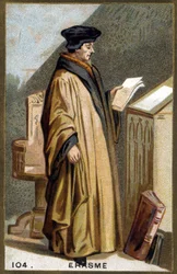 Portrait of Didier Erasme (1469-1536), Dutch humanist. 19th century chromolithography