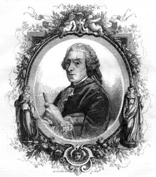 Portrait of English painter Francois Boucher (1703-1770) engraving 1858