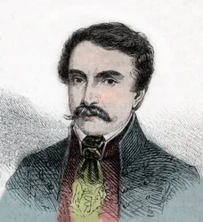 Portrait of Ferenc Deak, Hungarian politician - Engraving from 