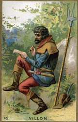 Portrait of François Villon (c. 1431 - after 1463), French poet. Chromolithography of the 19th century