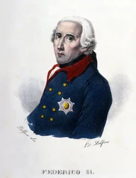Portrait of Frederic II of Prussia known as Frederic the Great. Engraving of the 19th century