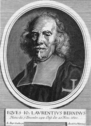 Portrait of Gian Lorenzo Bernini known as The Bernini (1598-1680), Italian sculptor, painter and architect. Engraving by Arnold Van Westerhout from 1682.