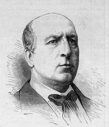 Portrait of Henri Maubant, French comedian, member of the Comedie Francaise. Engraving in Le Monde Illustré n°1168 of 16 August 1879
