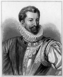 Portrait of Henry I of Lorraine, 3rd Duke of Guise, le Balafré (1550-1588) - in Histoire des Français by Lavallée, engraving, sd