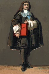 Portrait of Jean Baptiste Colbert (1619-1683), intendant of finance of Louis XIV. Chromolithography around 1890