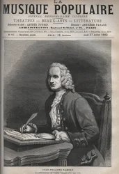 Portrait of Jean Philippe Rameau (1683-1764), French composer - engraving in “La musique populaire” illustrated weekly newspaper - 1882