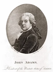 Portrait of John Adams, 2nd President of the United States. Engraving 19th century