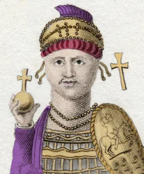 Portrait of Justinian I (The Great) (Flavius Petrus Sabbatius Justinianus). 482 - 565. Roman Emperor of the Orient.