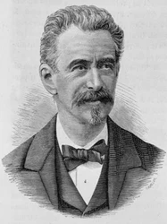 Portrait of Keller. Engraving from the end of the 19th century in 