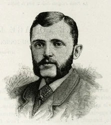 Portrait of L. Newcomb, member of the crew of La Jeannette, for the mission to North Pole. Engraving to illustrate 