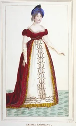 Portrait of Laetitia Bonaparte (Letizia Maria Ramolino) (1750-1836), mother of Napoleon I. Engraving of 1830
