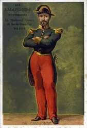Portrait of Louis-Eugène Cavaignac (1802 - 1857), French General and politician. Chromolithography of the late 19th century
