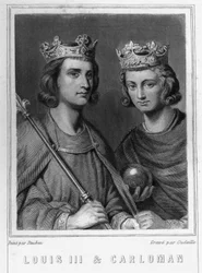 Portrait of Louis III (c. 863 - 882), King of France and Carloman (? - 884), King of France