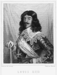 Portrait of Louis XIII (1601 - 1643), King of France - in Histoire des Français by Lavallée, engraving, sd