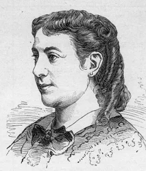 Portrait of Madeleine Brohan, French comedian, member of the Comedie Francaise. Engraving in Le Monde Illustré n°1168 of August 16