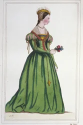 Portrait of Marguerite de France, daughter of Francois I and Claude de France (engraving from 1830)