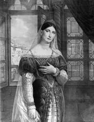 Portrait of Maria Garcia called the Malibran, singer in the role of Desdemona for Othello by Gioachino Rossini. Teatro alla Scala 1833